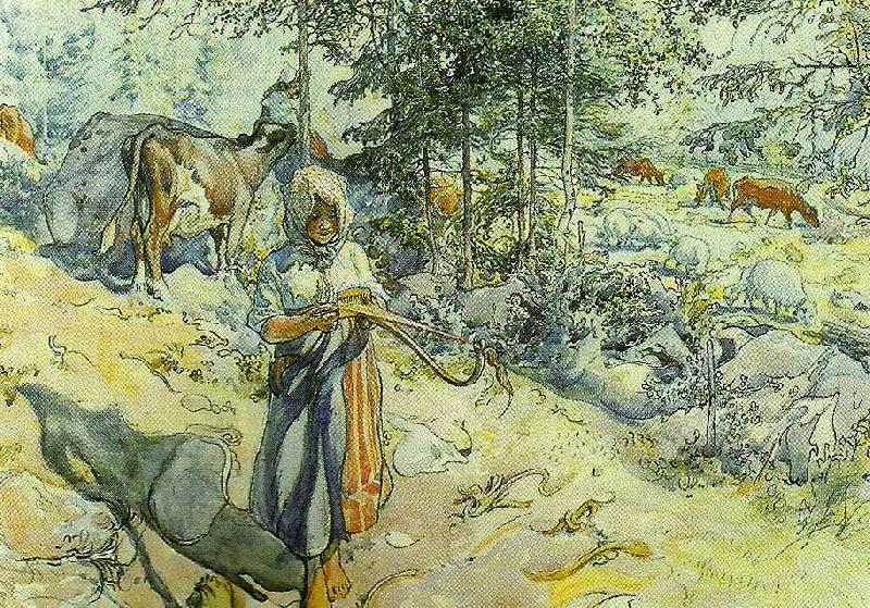 Carl Larsson pa vall i hagen oil painting picture
